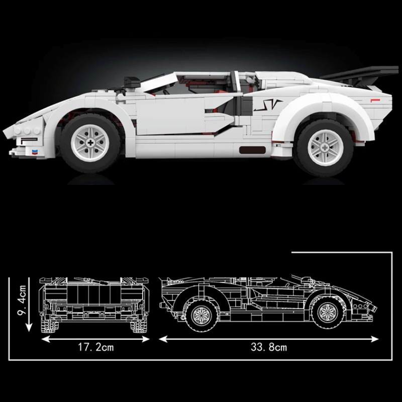 Mould King 10045 - Retro LP400 S Wedge Supercar - vue 5 | Power Blockz