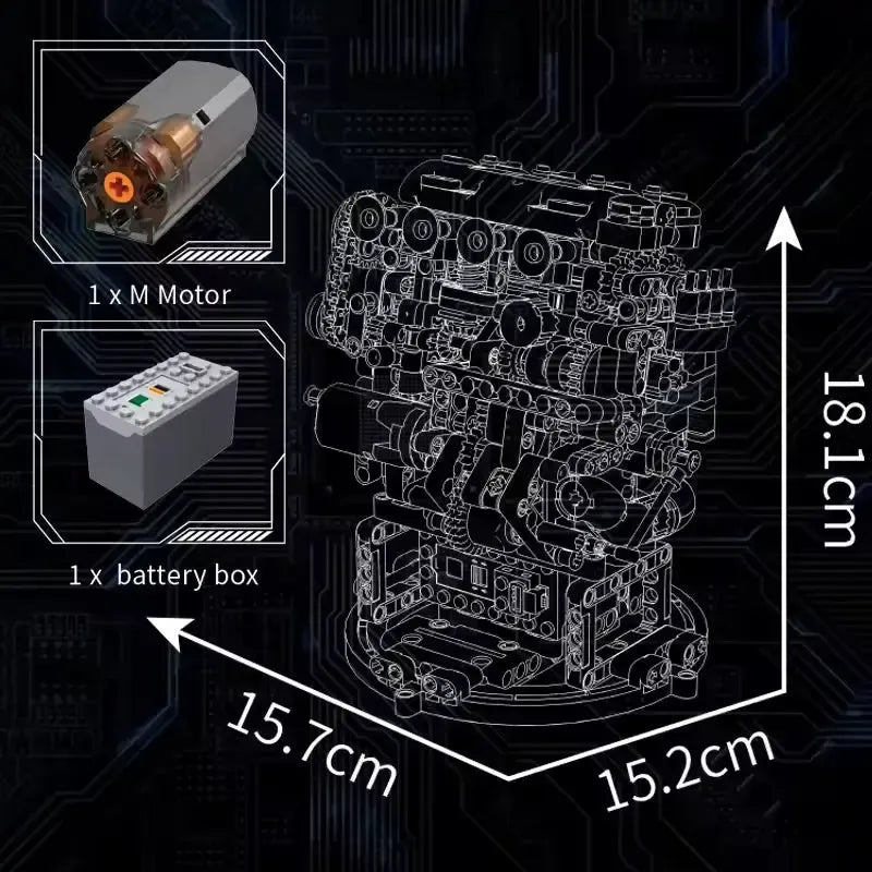 Mould King 10234 - VTEC DOHC Motorized Engine - vue 5 | Power Blockz