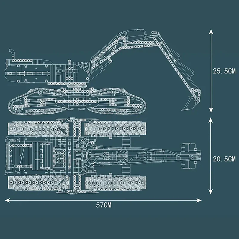 Mould King 17018 - RC Morphing Excavator - vue 6 | Power Blockz