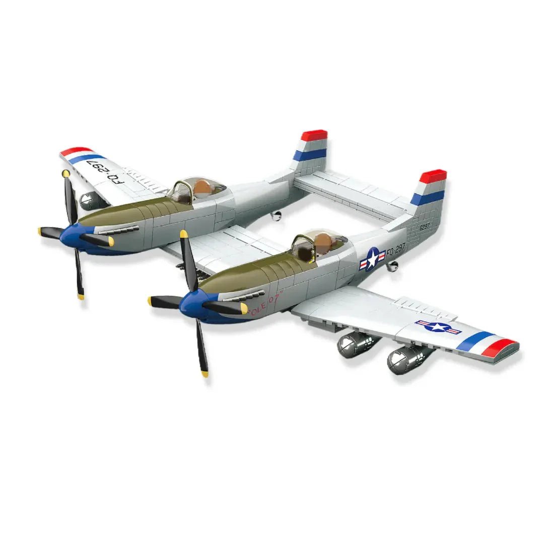 Quanguan 100281 - Twin-Fuselage Escort Fighter | Power Blockz