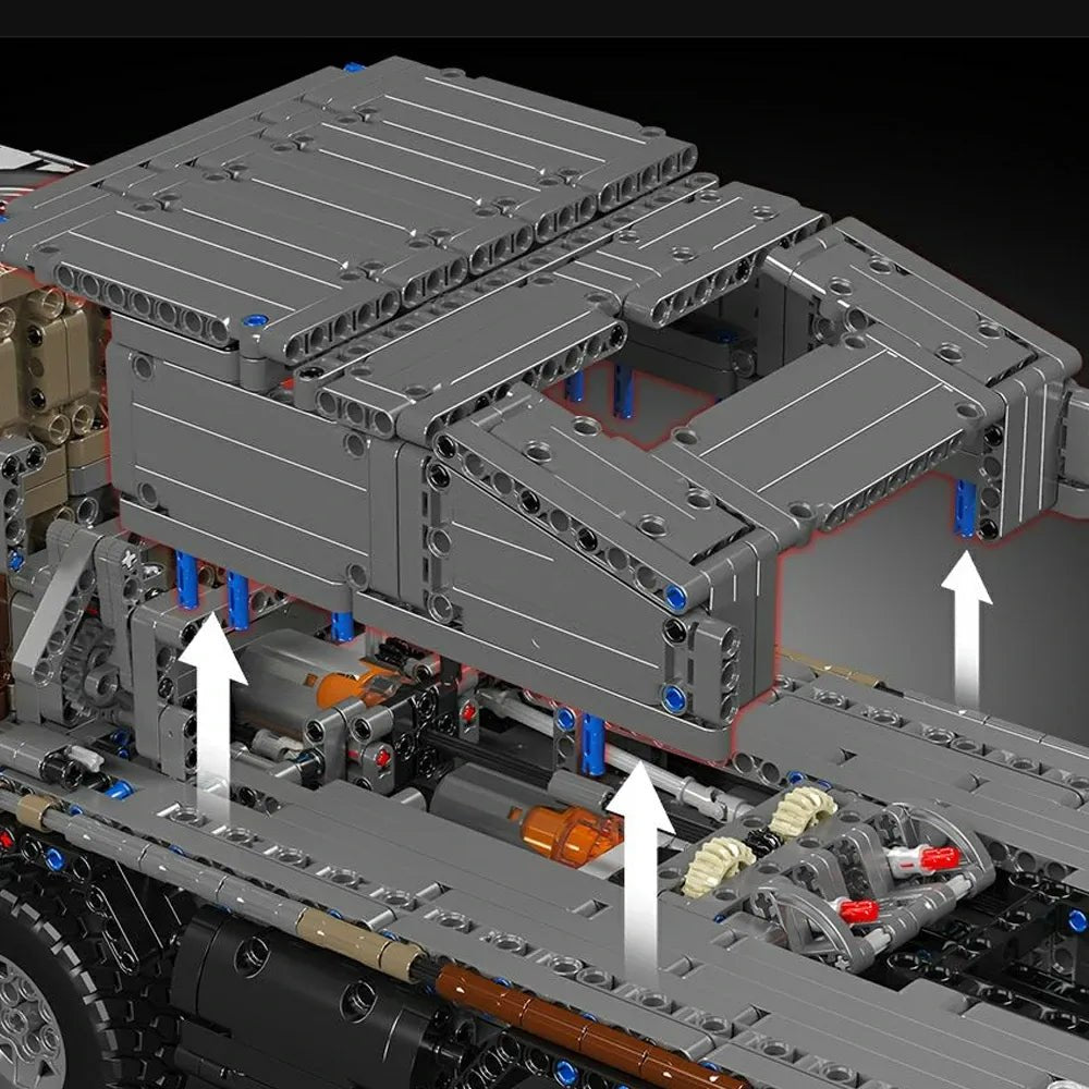 Mould King 20040 - Remote Controlled - Desert Sand Camo - 8x8 Desert Heavy Hauler - vue 5 | Power Blockz