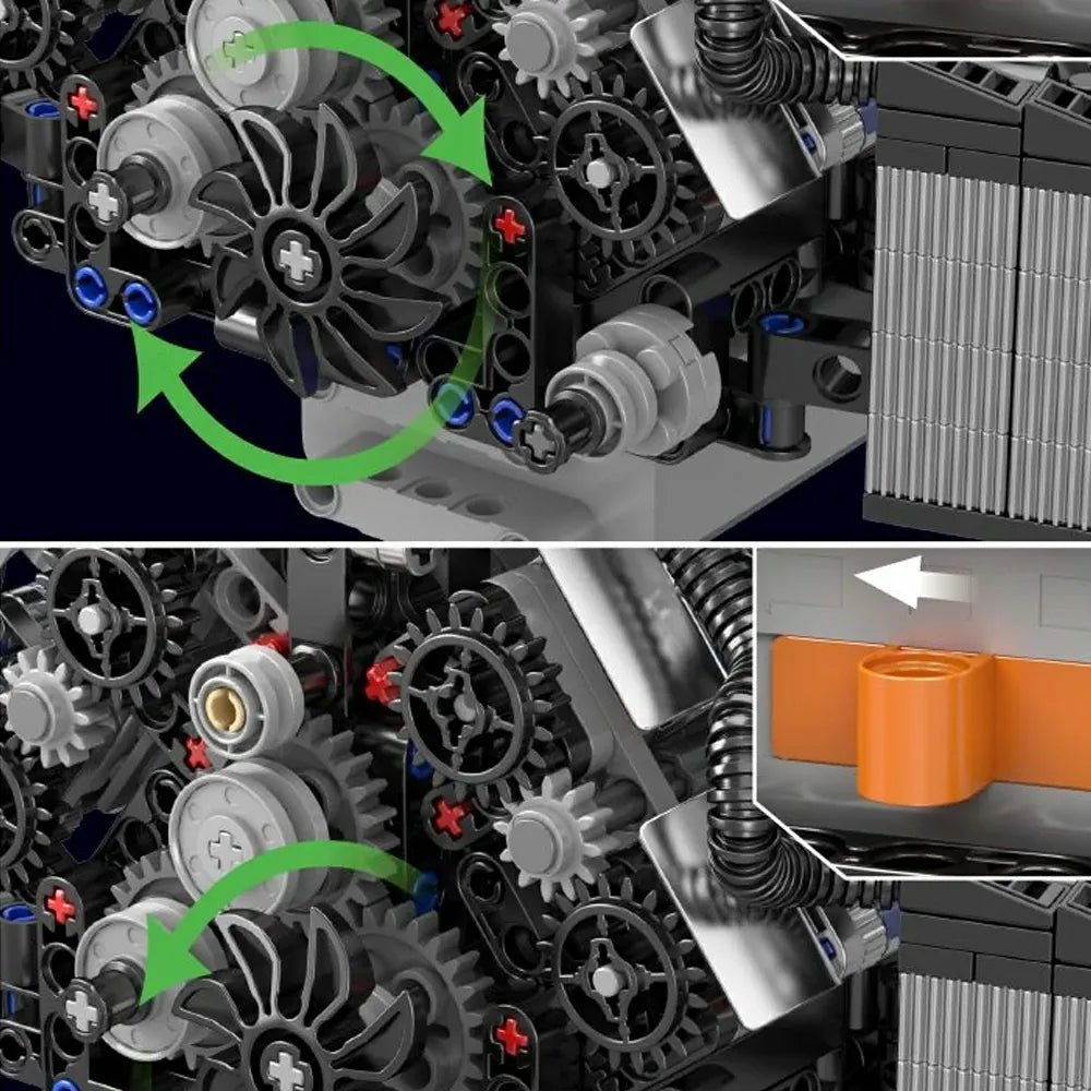 Mould King 10230 - A8 W12 Motorized Engine - vue 4 | Power Blockz