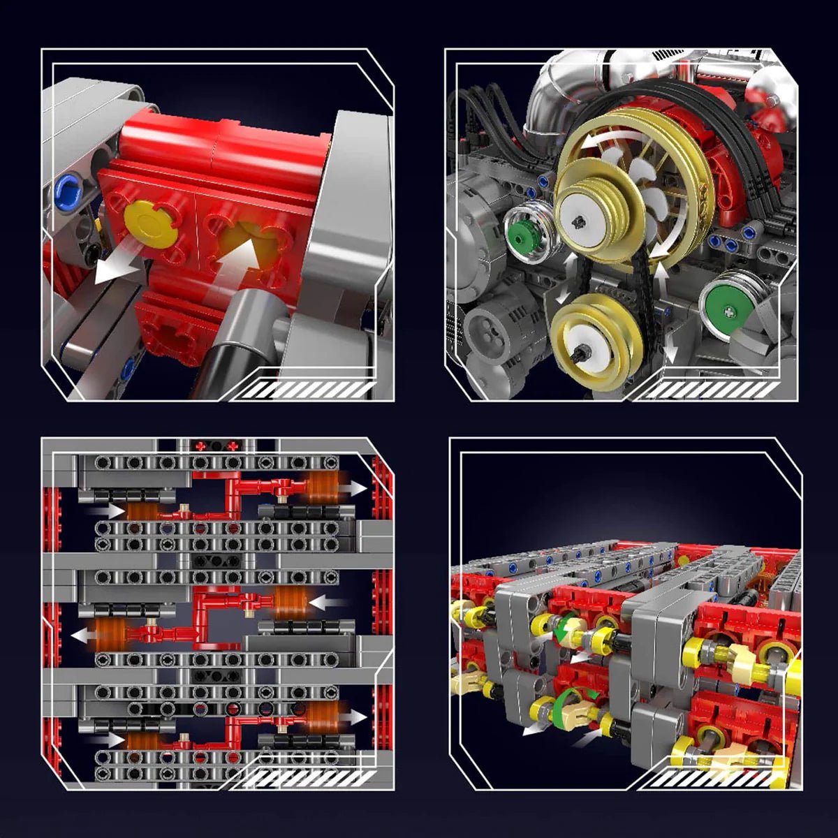 Mould King 10181 - Functional Flat 6 Boxer Engine - vue 3 | Power Blockz