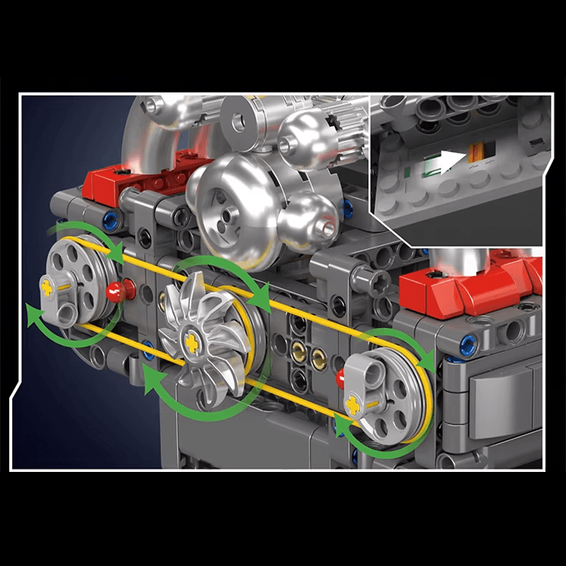 Mould King 10181 - Motorized Flat-6 Boxer Engine - vue 14 | Power Blockz