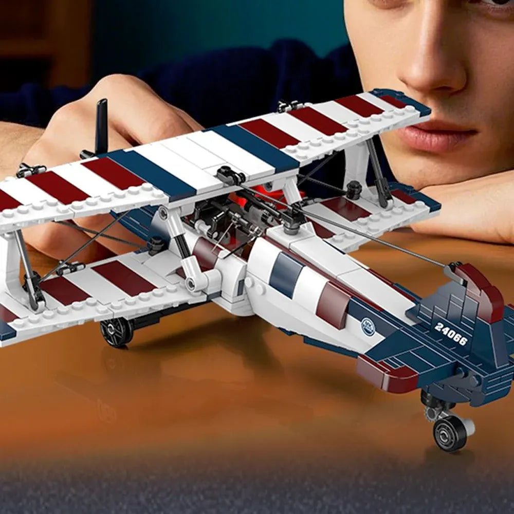 Mould King 24066 - Racing Biplane American Style - vue 5 | Power Blockz