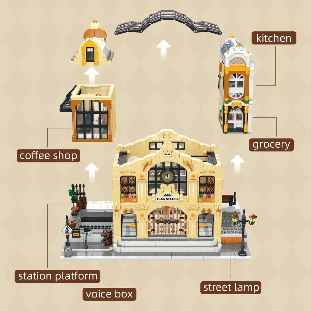JIESTAR 89140 - The Vintage Steam Train Station - vue 5 | Power Blockz