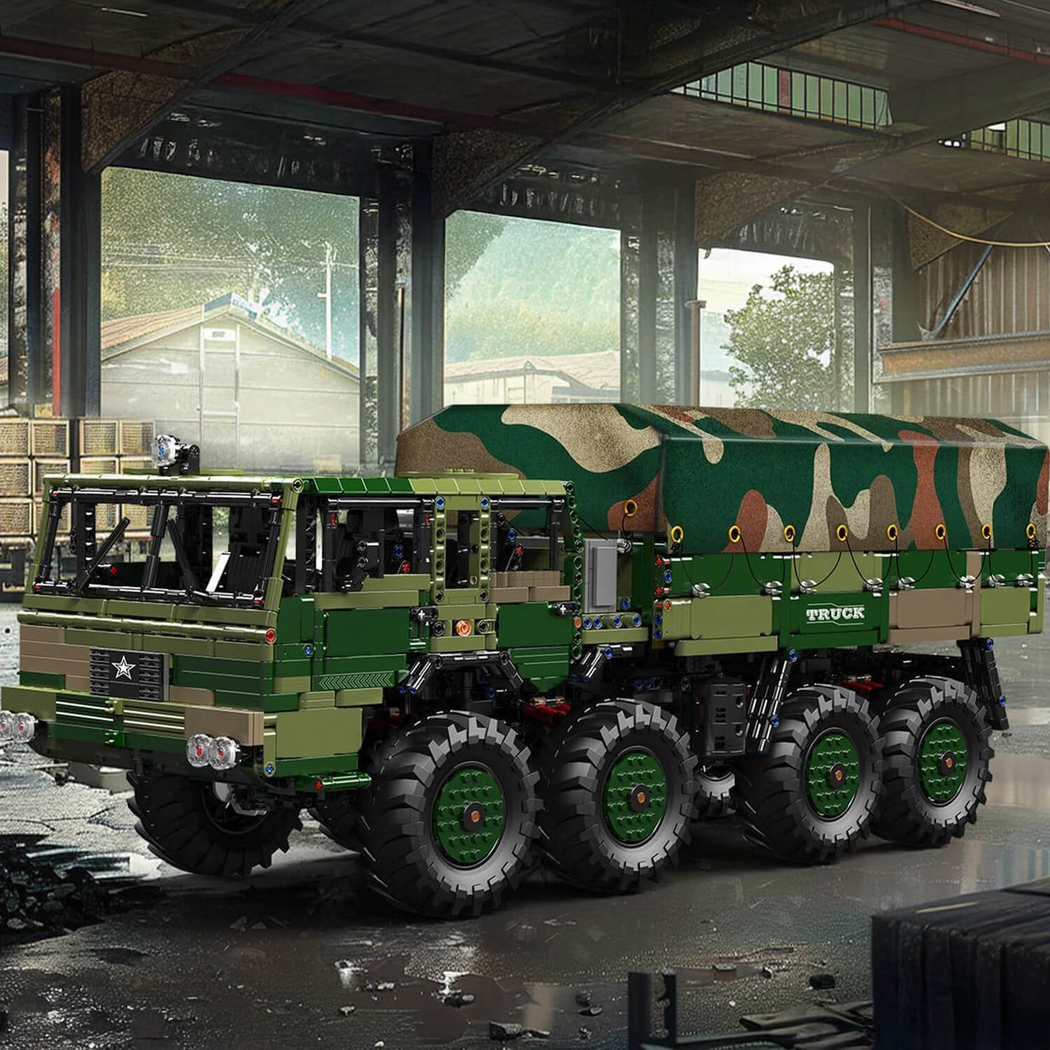 Mould King 20039 - RC 4x4 Military Hauler - vue 4 | Power Blockz
