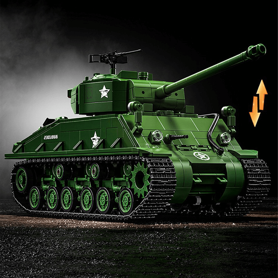 12GO 97010 - M4 Sherman Battle Tank - vue 7 | Power Blockz