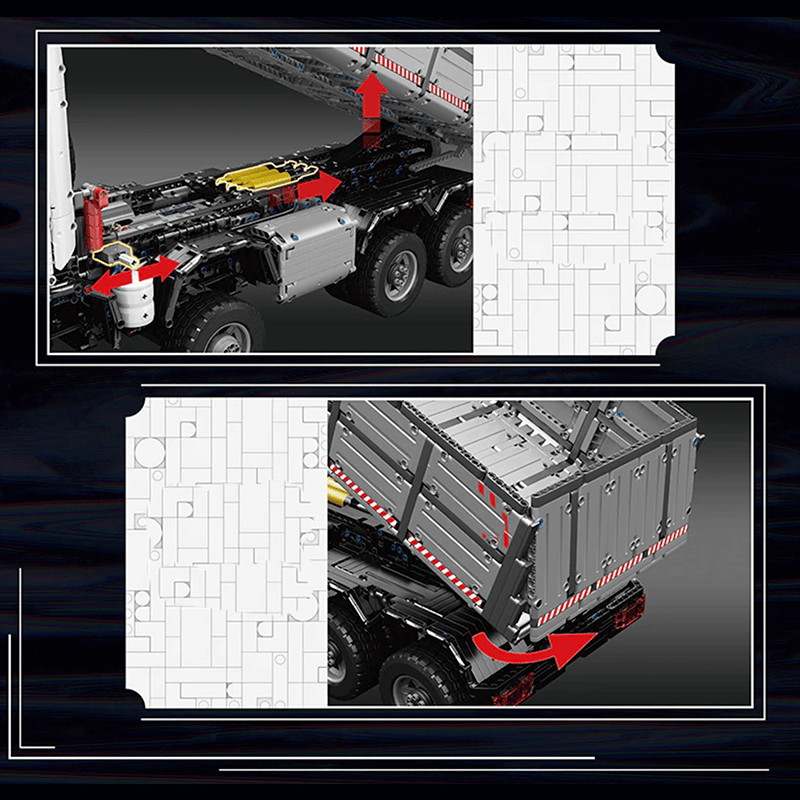Mould King 19013 - Pneumatic Articulated Dump Truck - vue 6 | Power Blockz