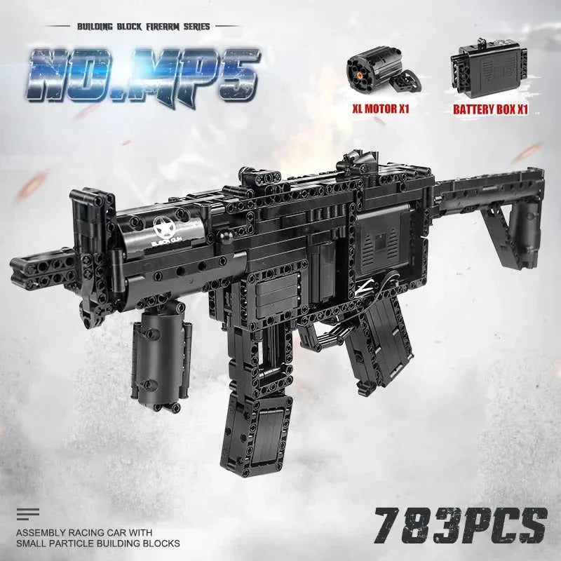 Mould King 14001 - Military Motorized MP5 SMG - vue 2 | Power Blockz