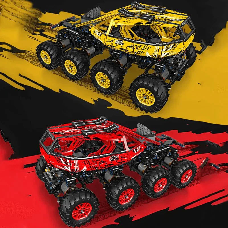 Mould King 18031 - Remote Controlled - Red - 8-Wheel Drive Off-Roader - vue 8 | Power Blockz