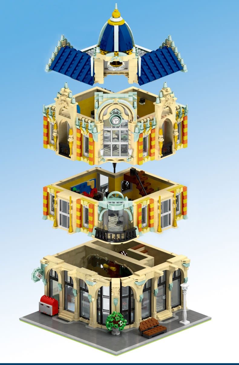 Mould King 16010 - Corner Post Office - vue 11 | Power Blockz