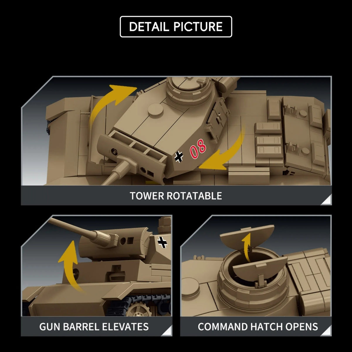 TK TWO TK9002 - Panzer III Battle Tank - vue 5 | Power Blockz