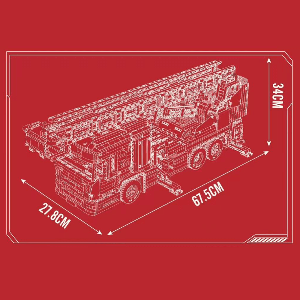 Mould King 17022 - Fire Rescue Ladder Truck - vue 2 | Power Blockz