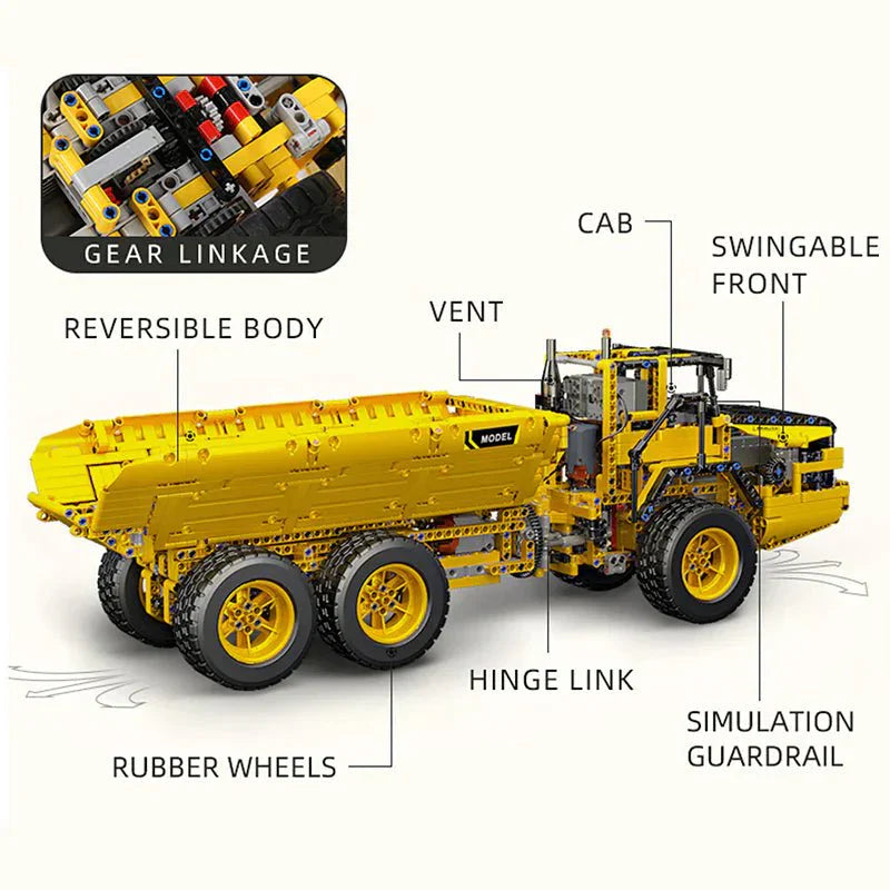 Mould King 17010S - RC Articulated Dump Truck - vue 8 | Power Blockz