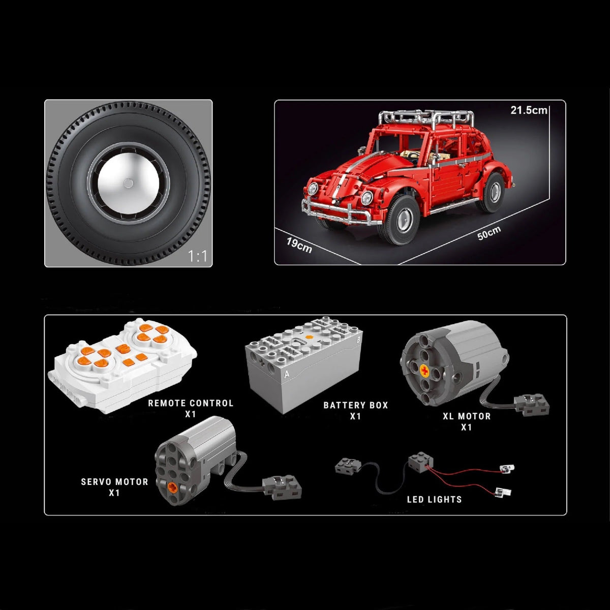 TGL T5049 - Retro Beetle Car Classic - vue 5 | Power Blockz