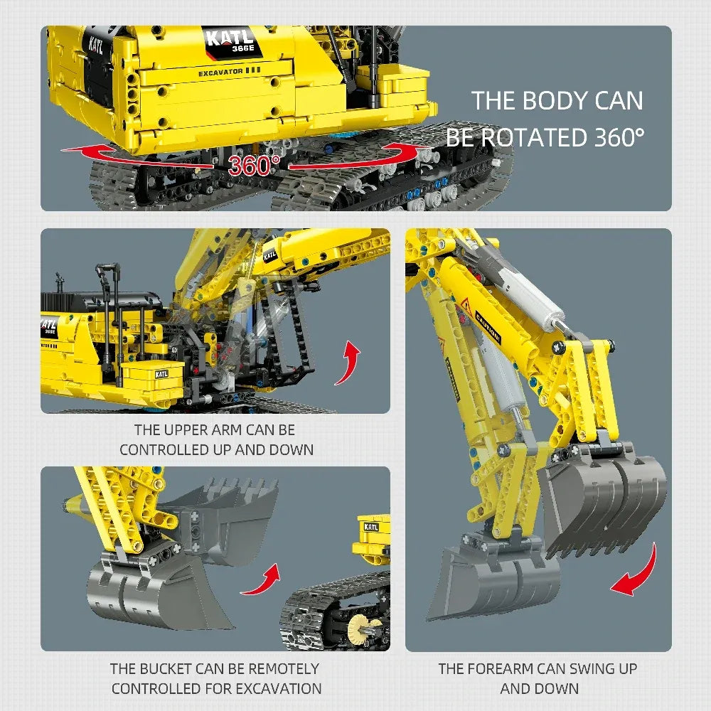 JIESTAR 57023 - Crawler Excavator - vue 7 | Power Blockz