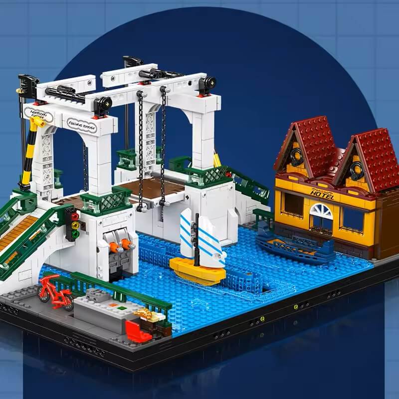 Mould King 16068 - Motorized Nordic Drawbridge - vue 4 | Power Blockz