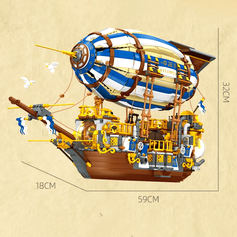 Jiestar JJ9126 - SteamPunk Airship - vue 6 | Power Blockz