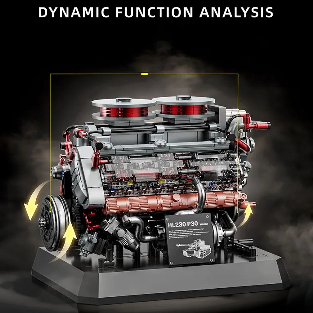 12GO 95008 - German Tiger V8 Tank Engine - vue 2 | Power Blockz