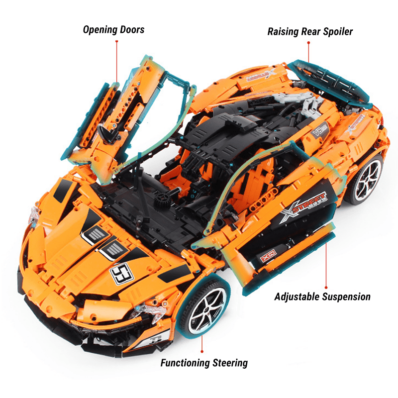 Mould King 13090S - Static Version - Orange Hybrid Hypercar P1 - vue 9 | Power Blockz