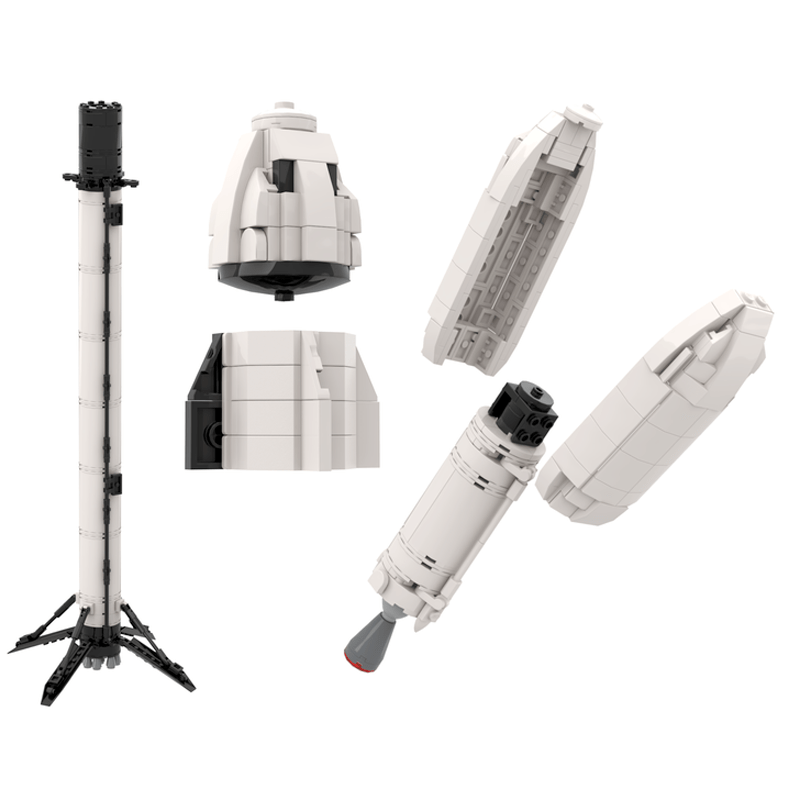Gobricks MOC-75438 - Falcon 9 & Crew Dragon - vue 2 | Power Blockz