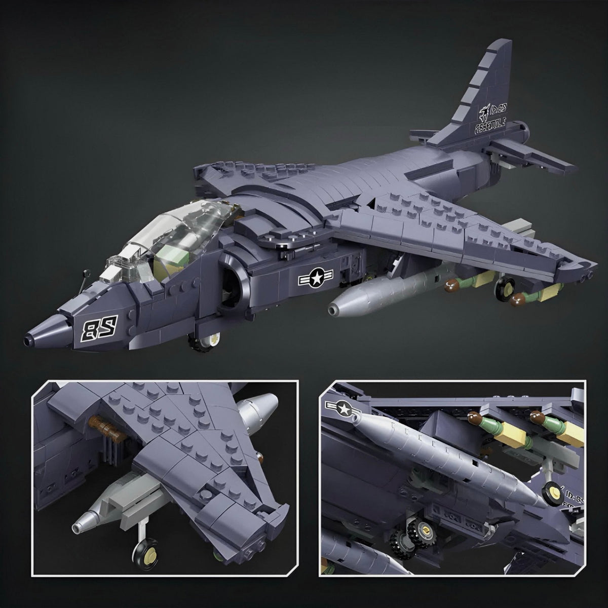 Jiestar 61052 - Av-8 Sea Harrier Aircraft - vue 3 | Power Blockz