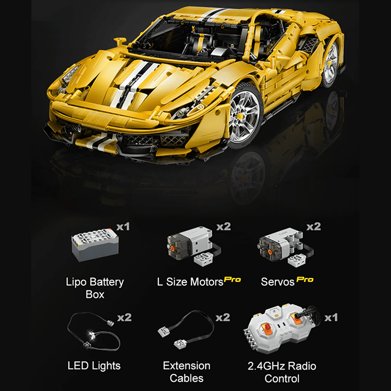 CaDa C61057W - V8 F488 Italian Track Supercar Yellow - vue 13 | Power Blockz