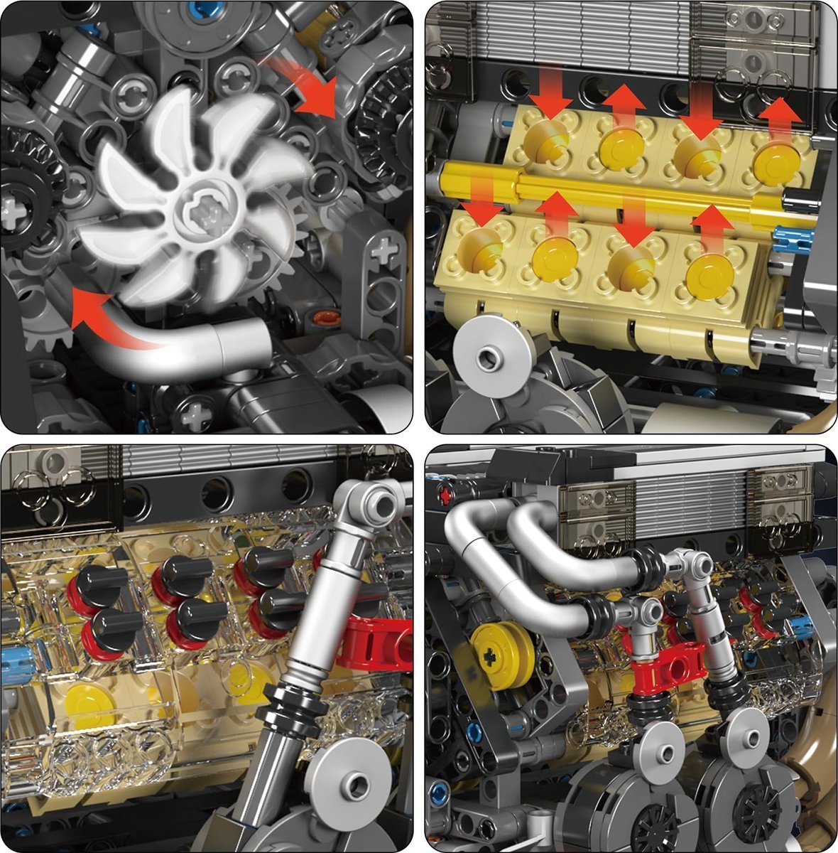 Mould King 10131 - Hypercar W16 Engine - vue 3 | Power Blockz