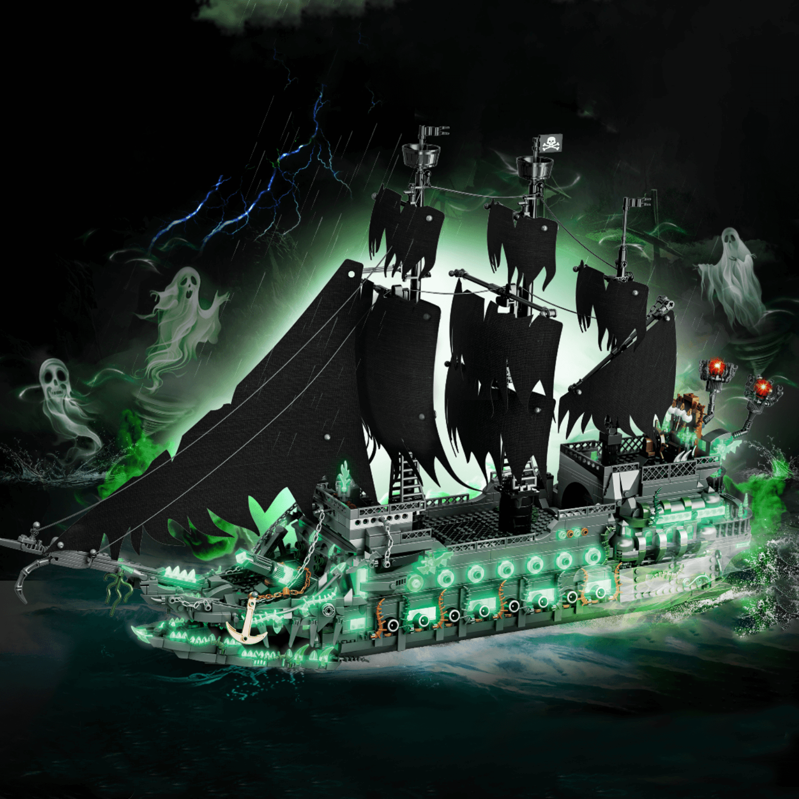 DK 6003 - Glow-In-The-Dark Ghost Ship - vue 2 | Power Blockz