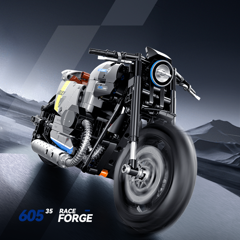 60535 - Chrome Heritage 1:8 Heritage Cruiser Motorcycle - View 6 | Power Blockz