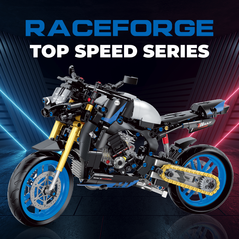60509 - Cobalt Storm 1:8 Streetfighter Motorcycle - View 2 | Power Blockz