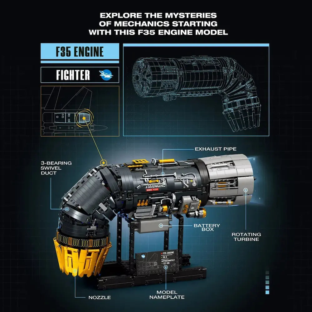 Reobrix 33014 - Motorised F35 Turbine Engine - vue 5 | Power Blockz