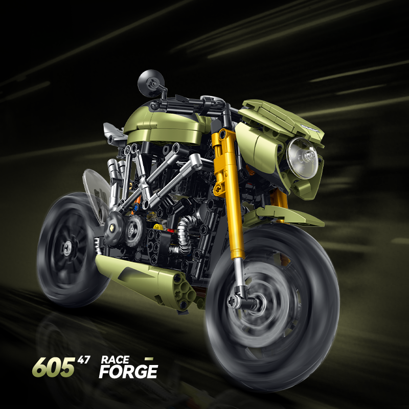 60547 - Combat Racer 1:8 Café Racer Motorcycle - View 2 | Power Blockz