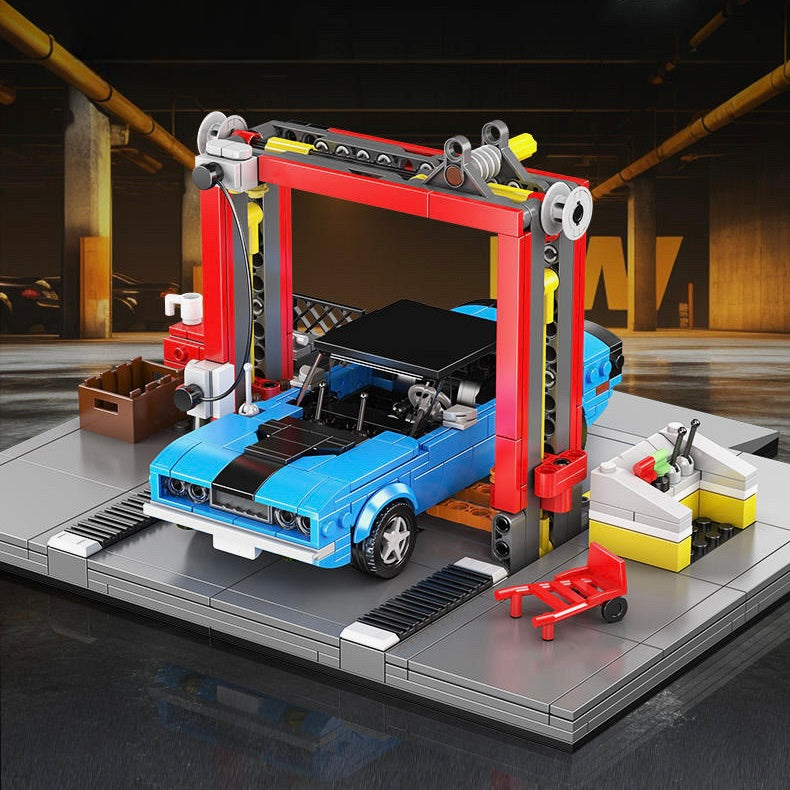 Mould King 24086 - 70s American Auto Repair Shop - vue 5 | Power Blockz