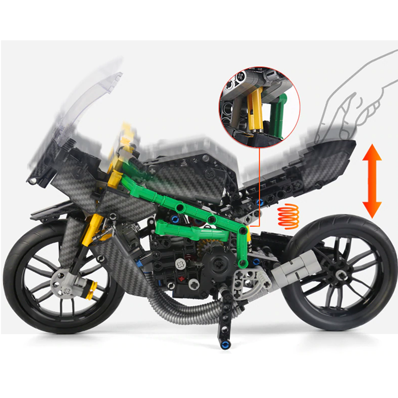 Mould King 23002 - Carbon Performance Motorcycle - vue 4 | Power Blockz