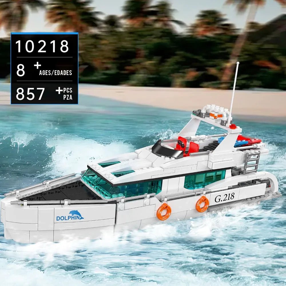 Mould King 10218 - White Dolphin Yacht - vue 5 | Power Blockz