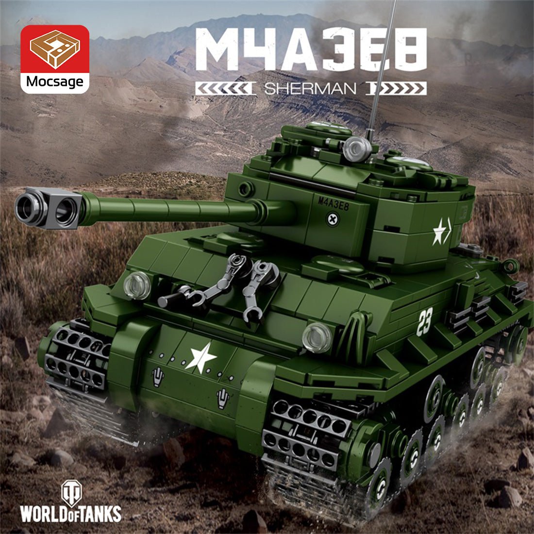 Reobrix 77030 - M4A3E8 Tank - vue 7 | Power Blockz