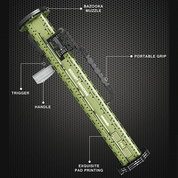 Reobrix 77027 - M136 AT-4 Anti Tank Grenade Launcher - vue 10 | Power Blockz