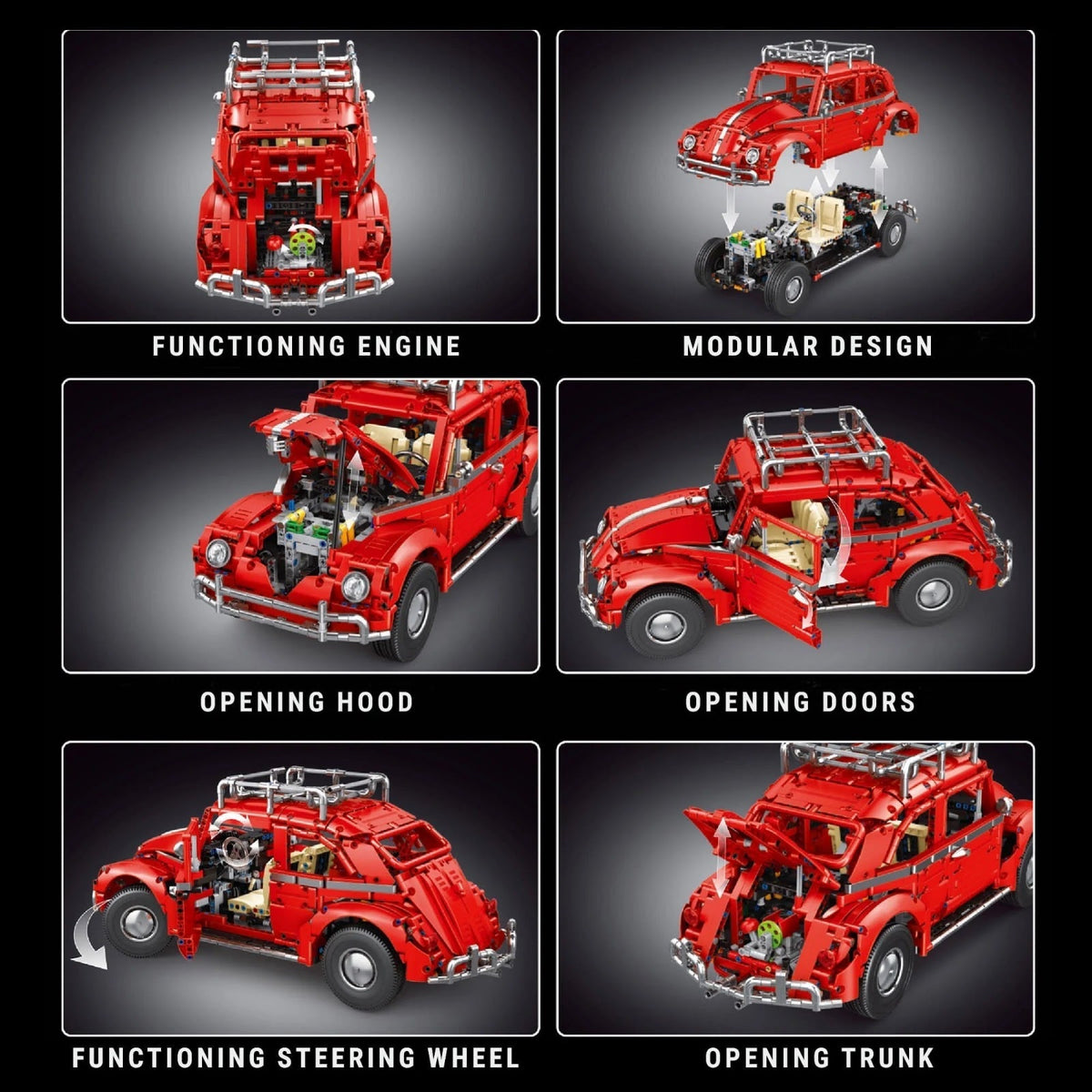 TGL T5049 - Retro Beetle Car Classic - vue 4 | Power Blockz