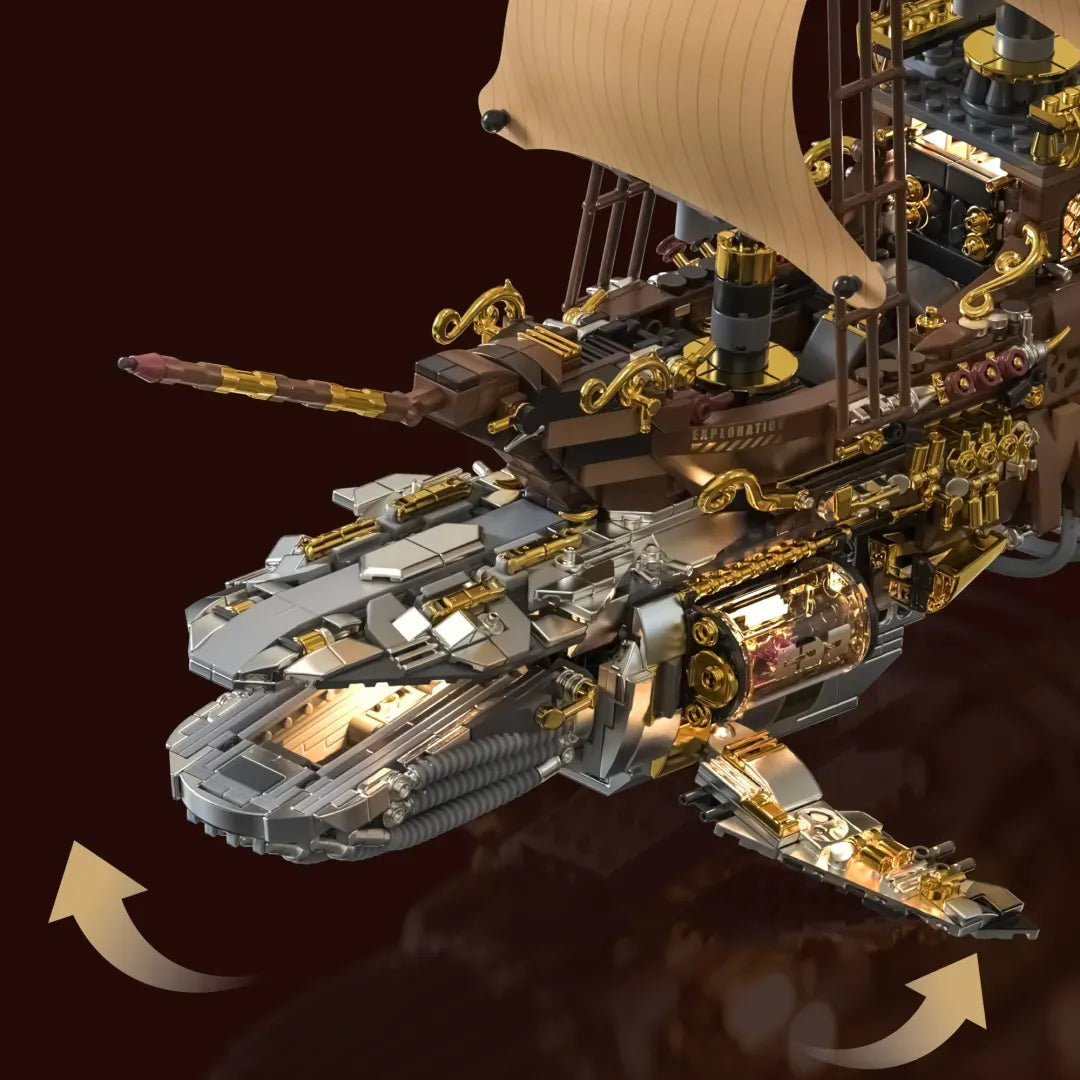 HUIYOYOYI H1002 - The Vintage Steam Whale Ship - vue 4 | Power Blockz