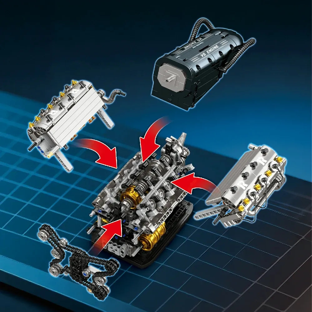 Reobrix 33013 - V6 Hybrid Technic Engine - vue 2 | Power Blockz