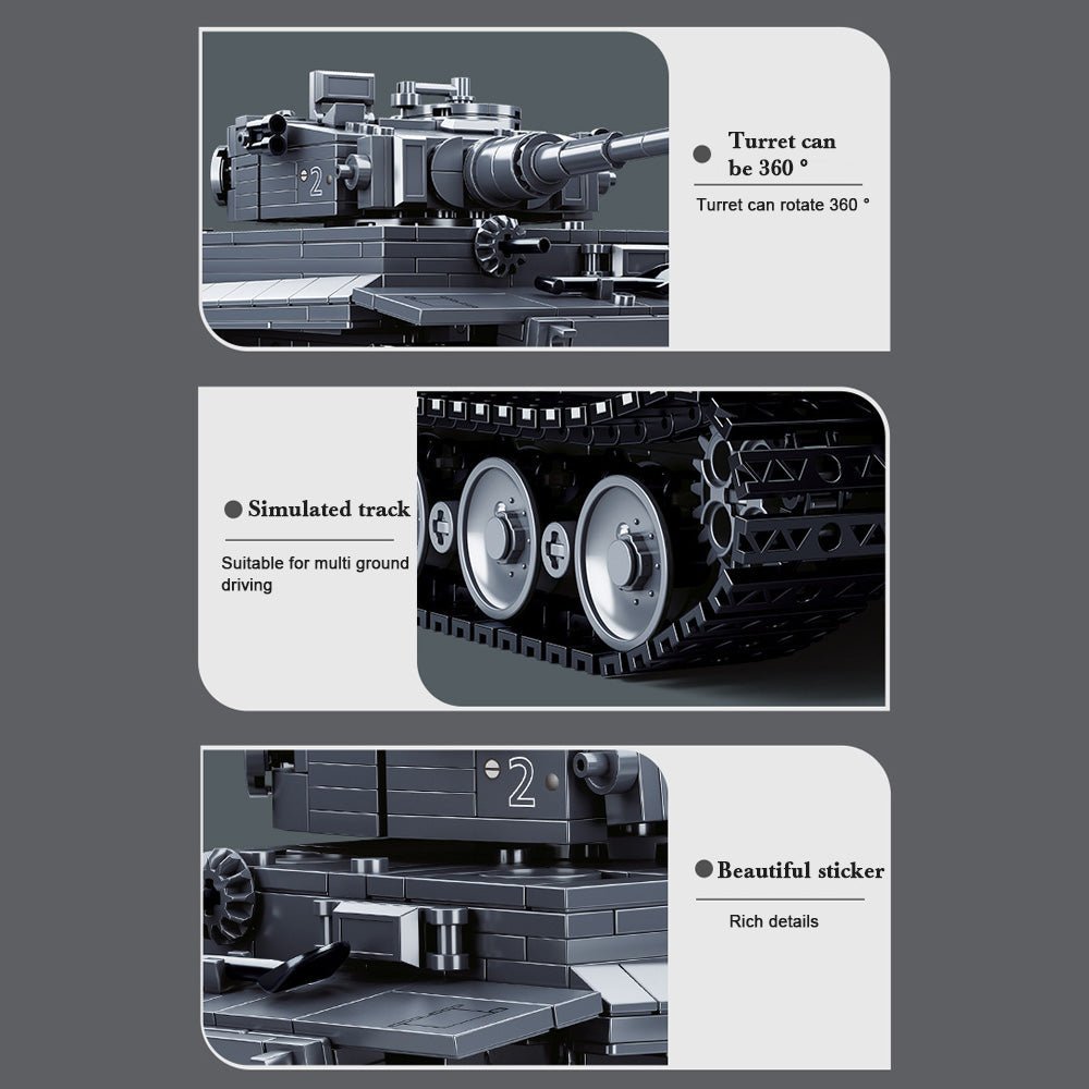 Sluban M38-B0851 - M38-B0851 Panzerkampfwagen Tiger Remote Controlled - vue 7 | Power Blockz