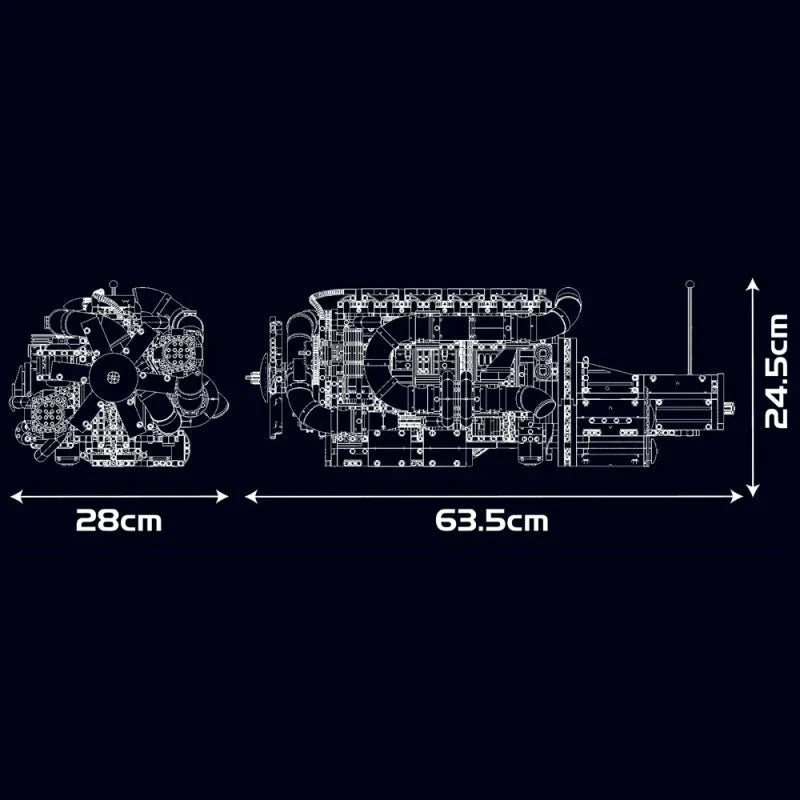 Mould King 10200 - Scania Truck engine & Transmission - vue 8 | Power Blockz