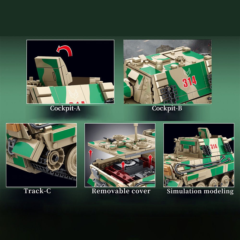 Panlos 632017 - Tiger Heavy Armored Tank - vue 5 | Power Blockz