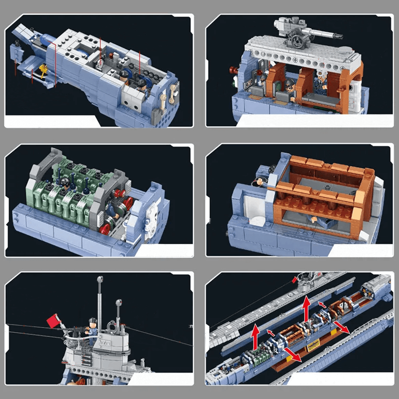 Panlos 628011 - VIIC U-552 Submarine - vue 6 | Power Blockz