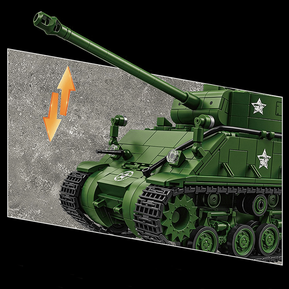 12GO 97010 - M4 Sherman Battle Tank - vue 10 | Power Blockz