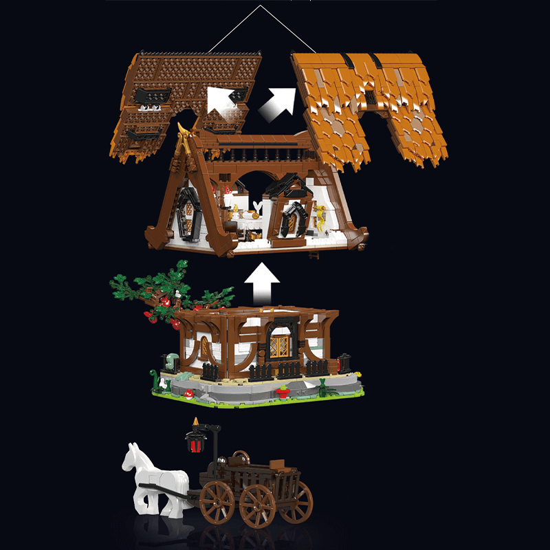 Mould King 16054 - Medieval Wooden Cabin - vue 5 | Power Blockz