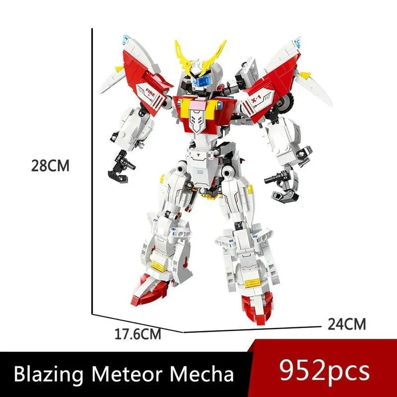 Jiestar 67031 - Super Deformed Flaming Meteor Mecha Robot Warrior Bricks Toy - vue 5 | Power Blockz