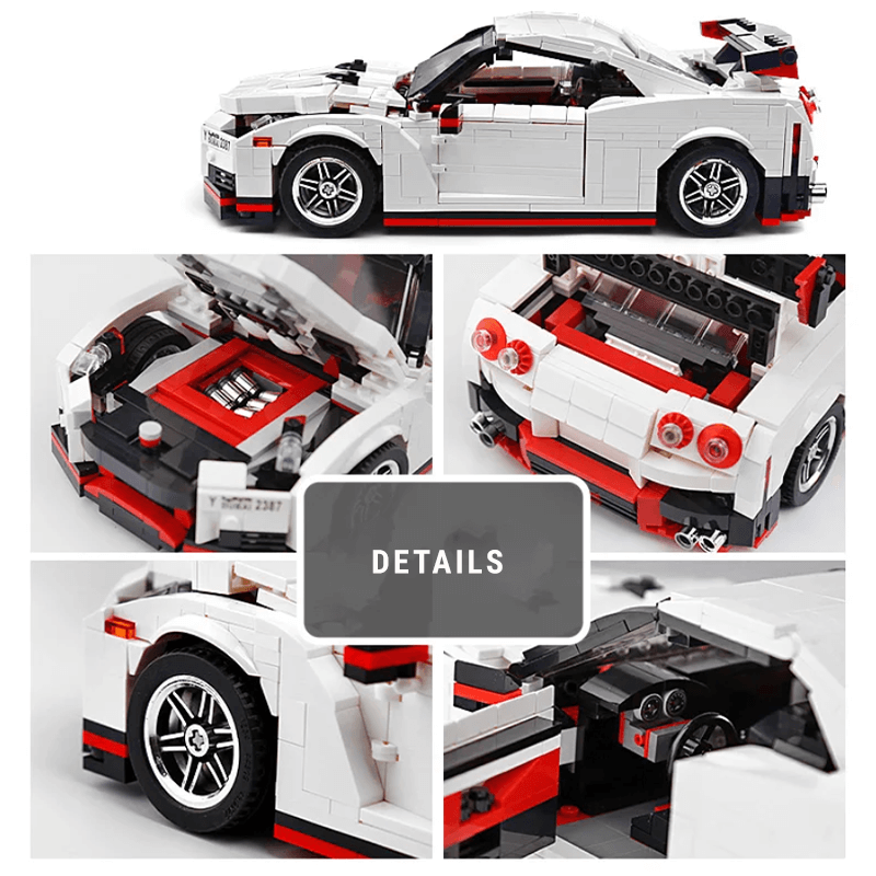 Mould King 13104 - R35 GTR Godzilla White - vue 7 | Power Blockz